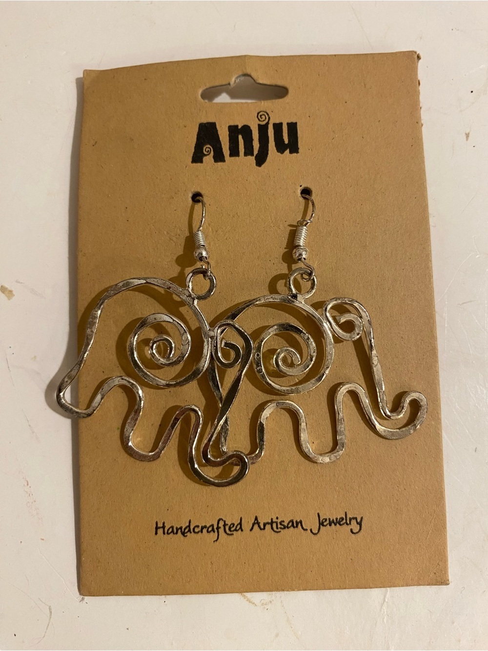 Anju Elephant Dangle Silver Plated Earrings (RR)